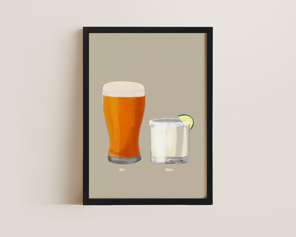 Beer & Margarita Couples Drink Print