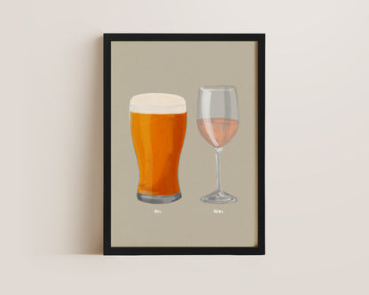 Beer & Rose Wine Couples Drink Print