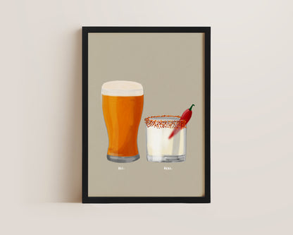 Beer & Spicy Margarita Couples Drink Print