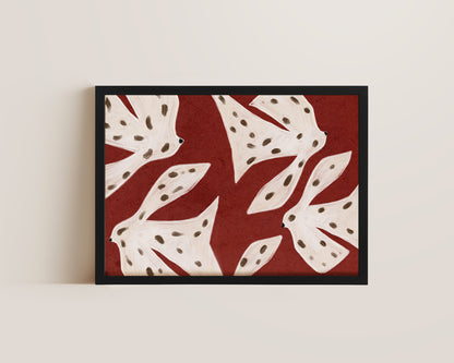 Spotted Birds Folk Art Print