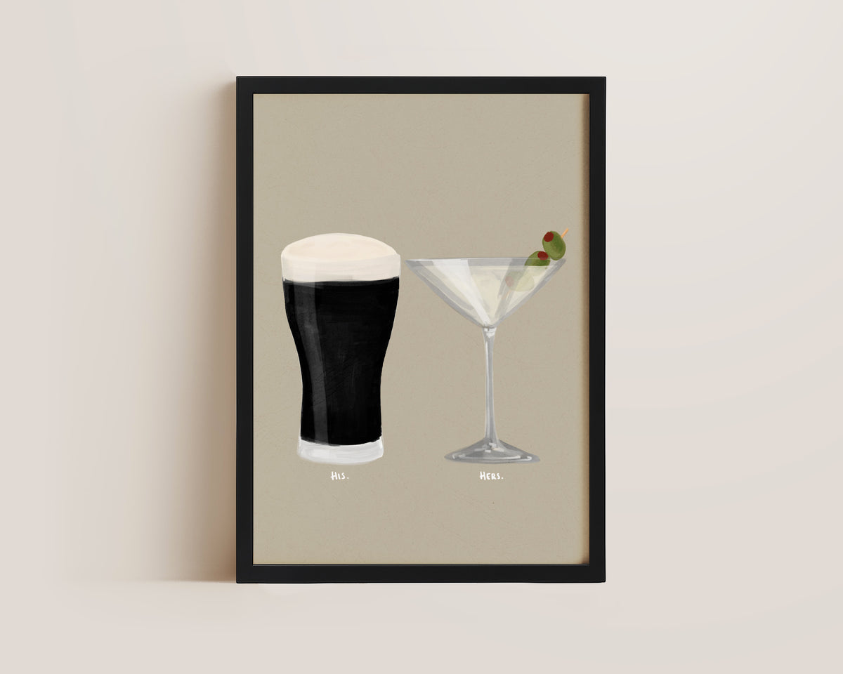 Black Stout & Dirty Martini Couples Drink Print