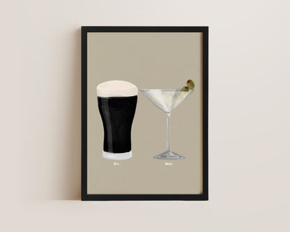 Black Stout & Dirty Martini Couples Drink Print