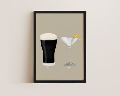 Black Stout & Dry Martini Couples Drink Print