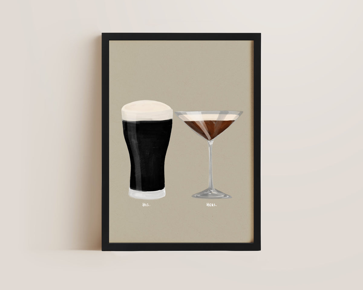 Black Stout & Espresso Martini Couples Drink Print