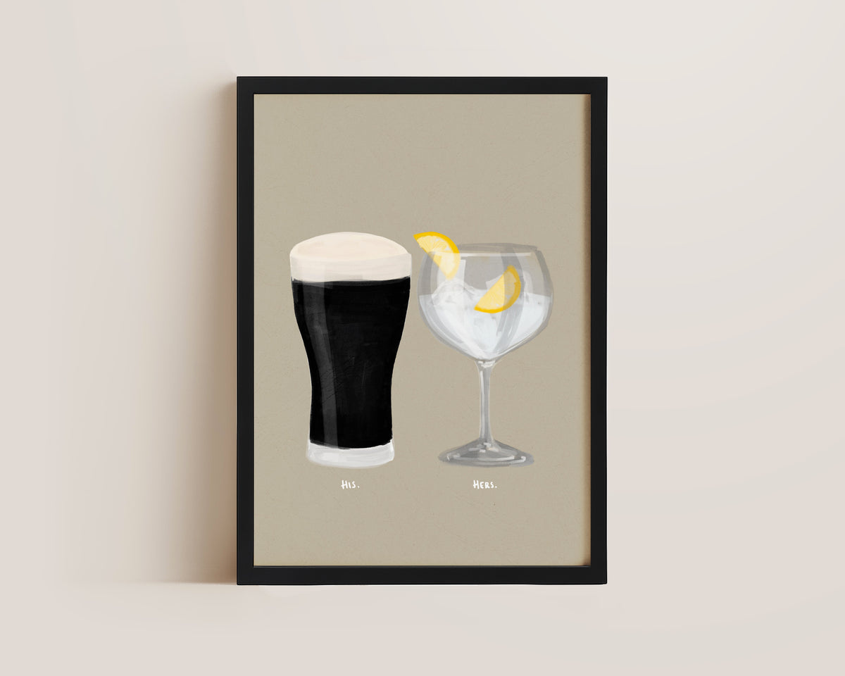 Black Stout & G&T Couples Drink Print