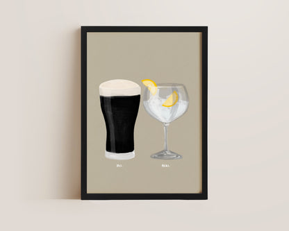 Black Stout & G&T Couples Drink Print