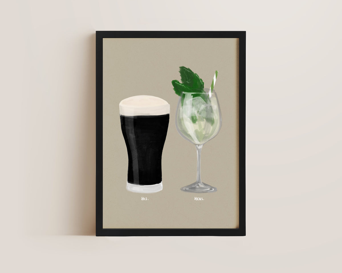 Black Stout & Hugo Spritz Couples Drink Print