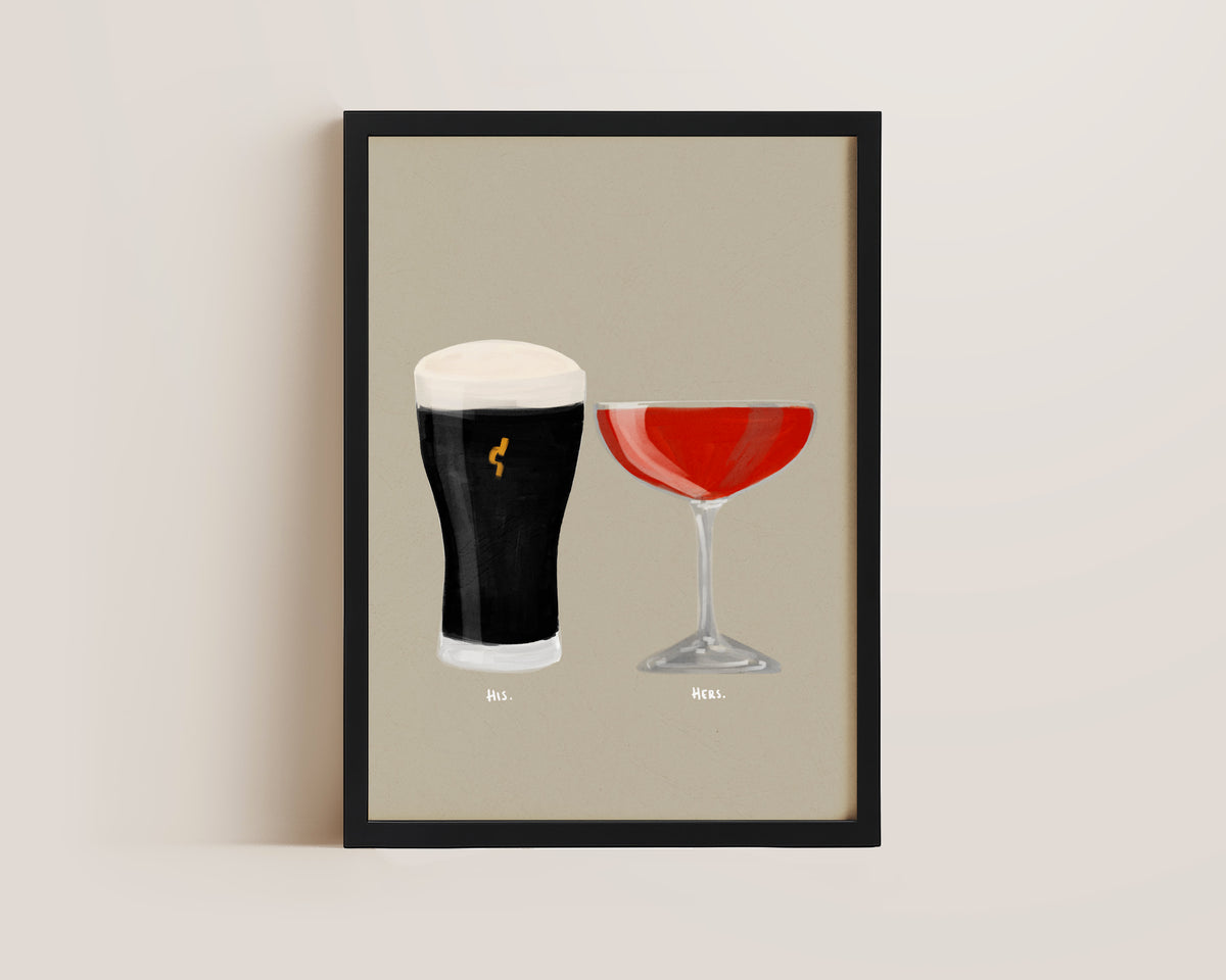 Black Stout & Strawberry Daiquiri Couples Drink Print
