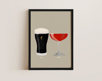 Black Stout & Strawberry Daiquiri Couples Drink Print
