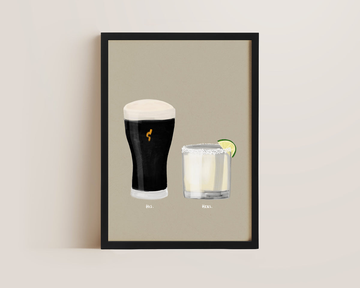 Black Stout & Margarita Couples Drink Print