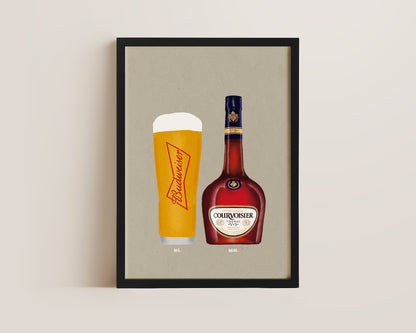 Budweiser Pint & Courvoisier Print