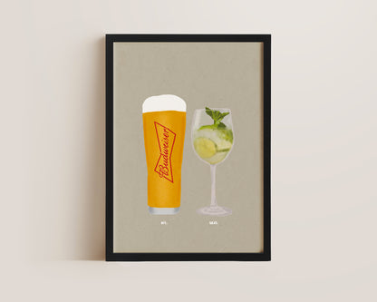 Budweiser Pint & Hugo Spritz Print