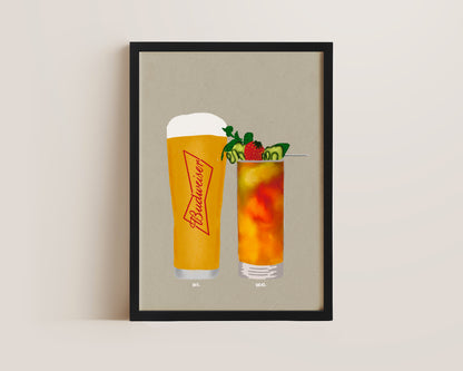 Budweiser Pint & Pimms Print