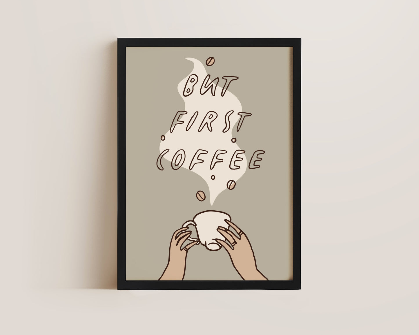 But First Coffee Dainty Green Print