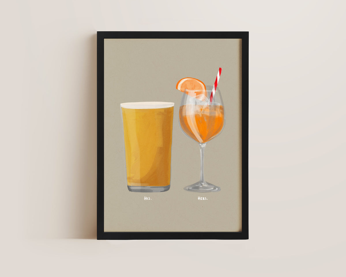 Cider & Aperol Spritz Couples Drink Print