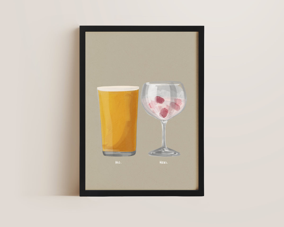 Cider & Pink Gin Couples Drink Print