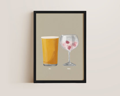 Cider & Pink Gin Couples Drink Print