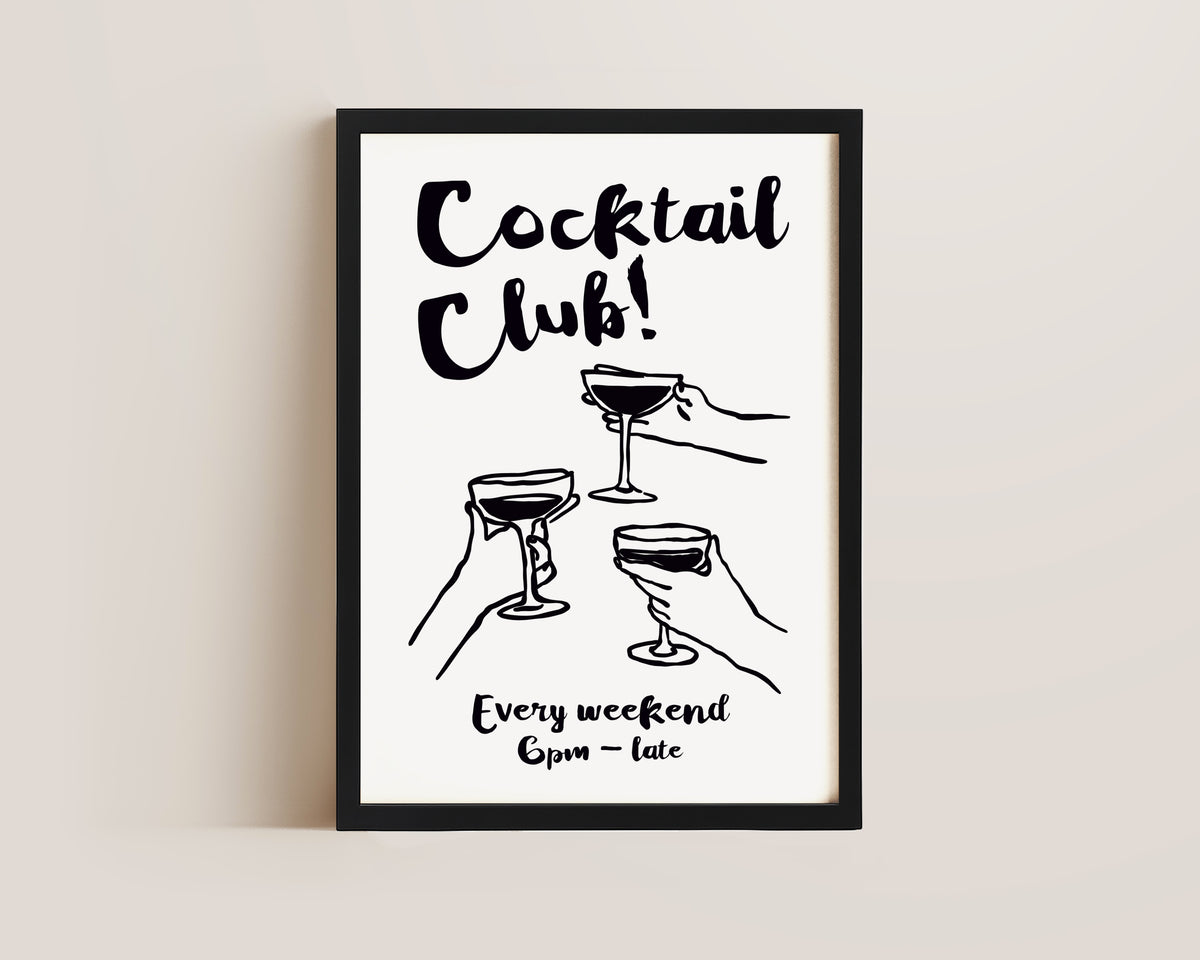 Cocktail Club In Black Print