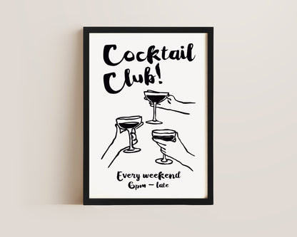 Cocktail Club In Black Print
