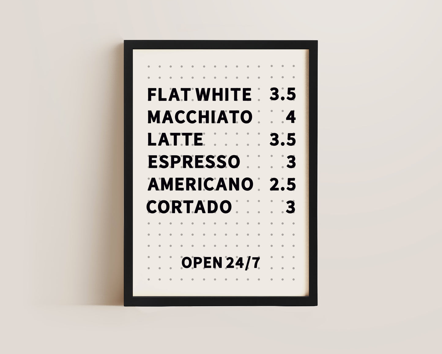 Coffee Menu Board Print