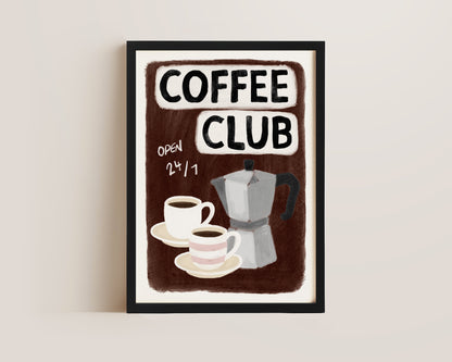 Coffee Club 24/7 Brown Print