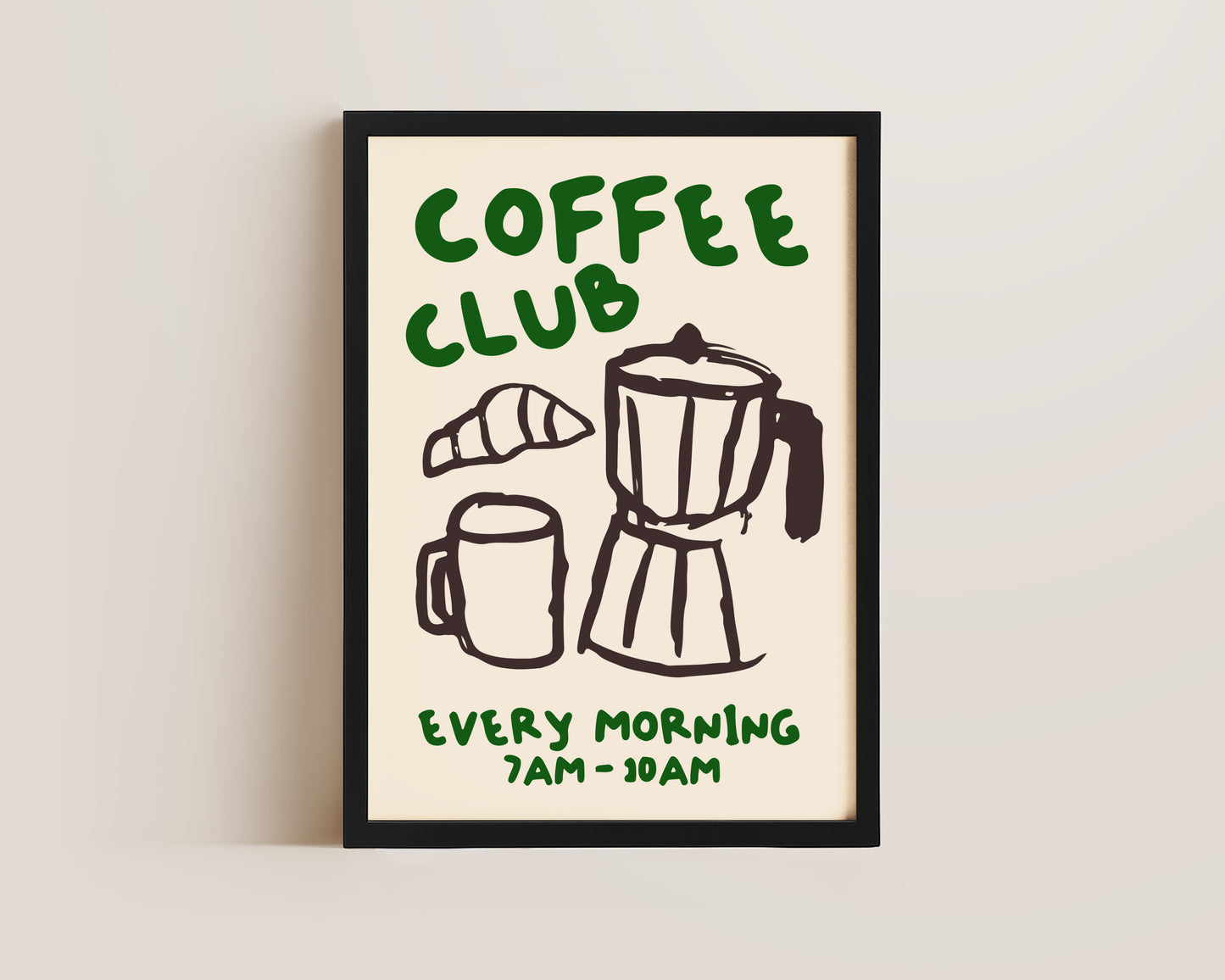 Coffee Club Print In Green