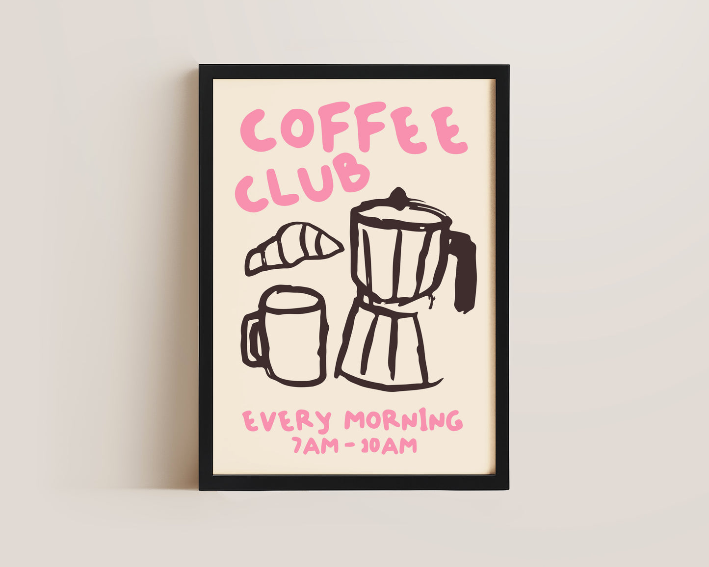 Coffee Club Print In Pink