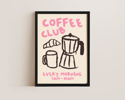 Coffee Club Print In Pink