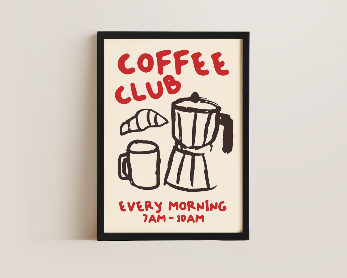 Coffee Club Print In Red