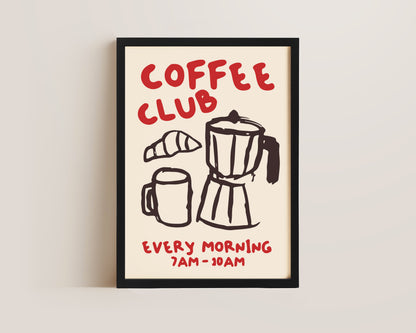 Coffee Club Print In Red