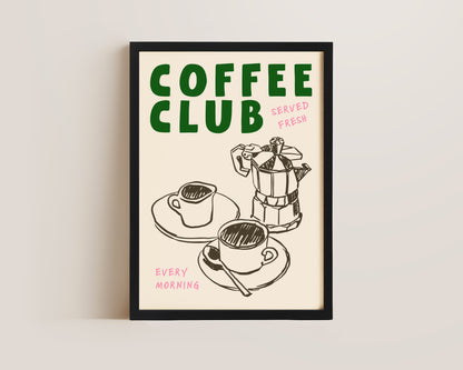 Coffee Club Green Print