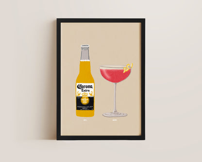 Corona & Cosmopolitan Beige Print