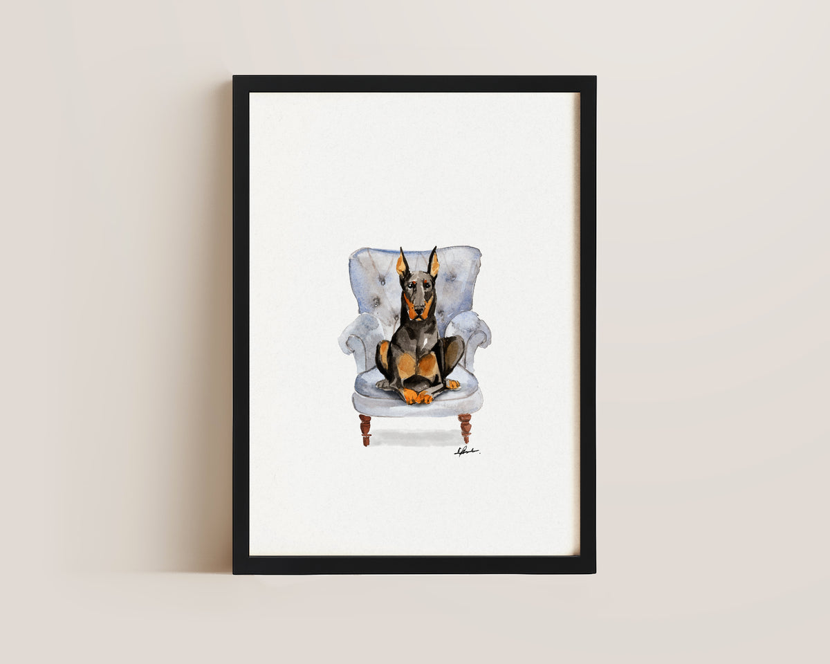 Doberman in Chair Print