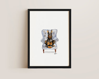 Doberman in Chair Print