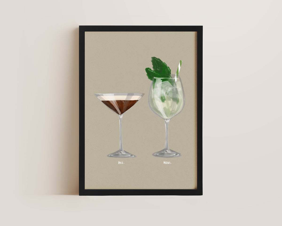 Espresso Martini & Hugo Spritz Couples Drink Print