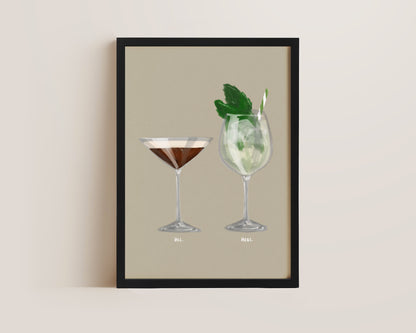 Espresso Martini & Hugo Spritz Couples Drink Print