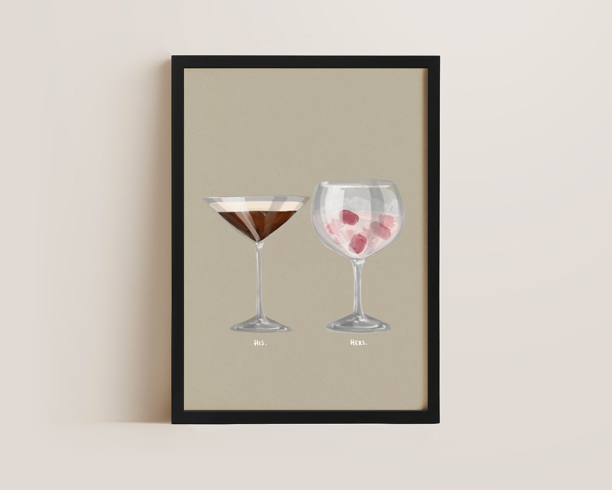Espresso Martini & Pink Gin Couples Drink Print