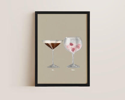 Espresso Martini & Pink Gin Couples Drink Print
