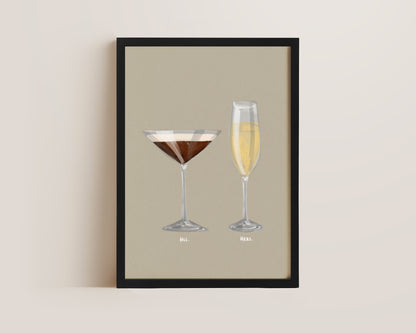 Espresso Martini & Prosecco Couples Drink Print