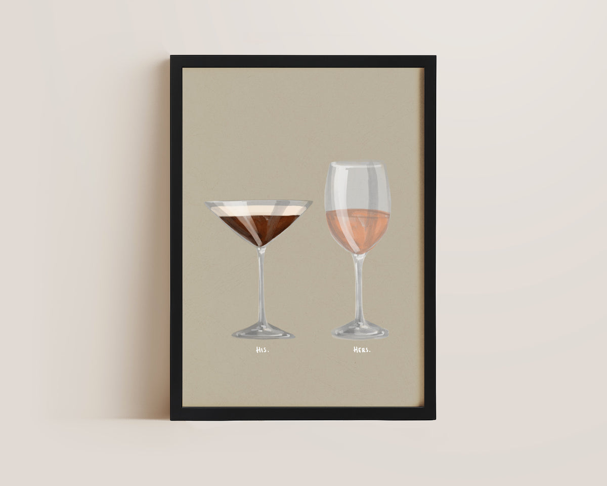 Espresso Martini & Rose Wine Couples Drink Print