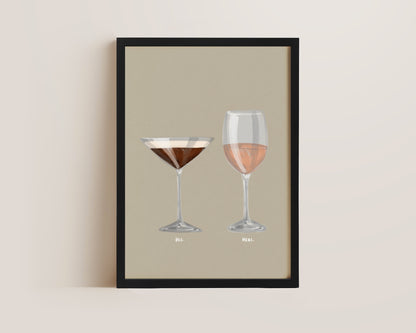 Espresso Martini & Rose Wine Couples Drink Print