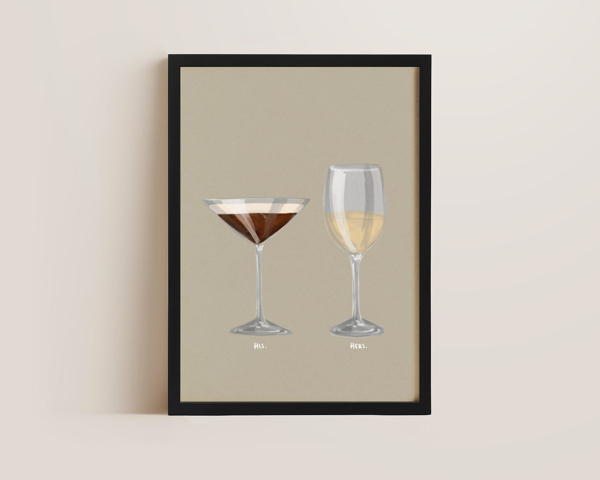 Espresso Martini & White Wine Couples Drink Print