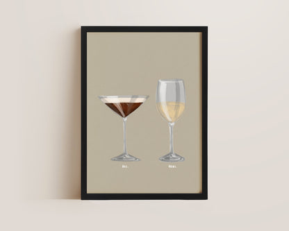 Espresso Martini & White Wine Couples Drink Print
