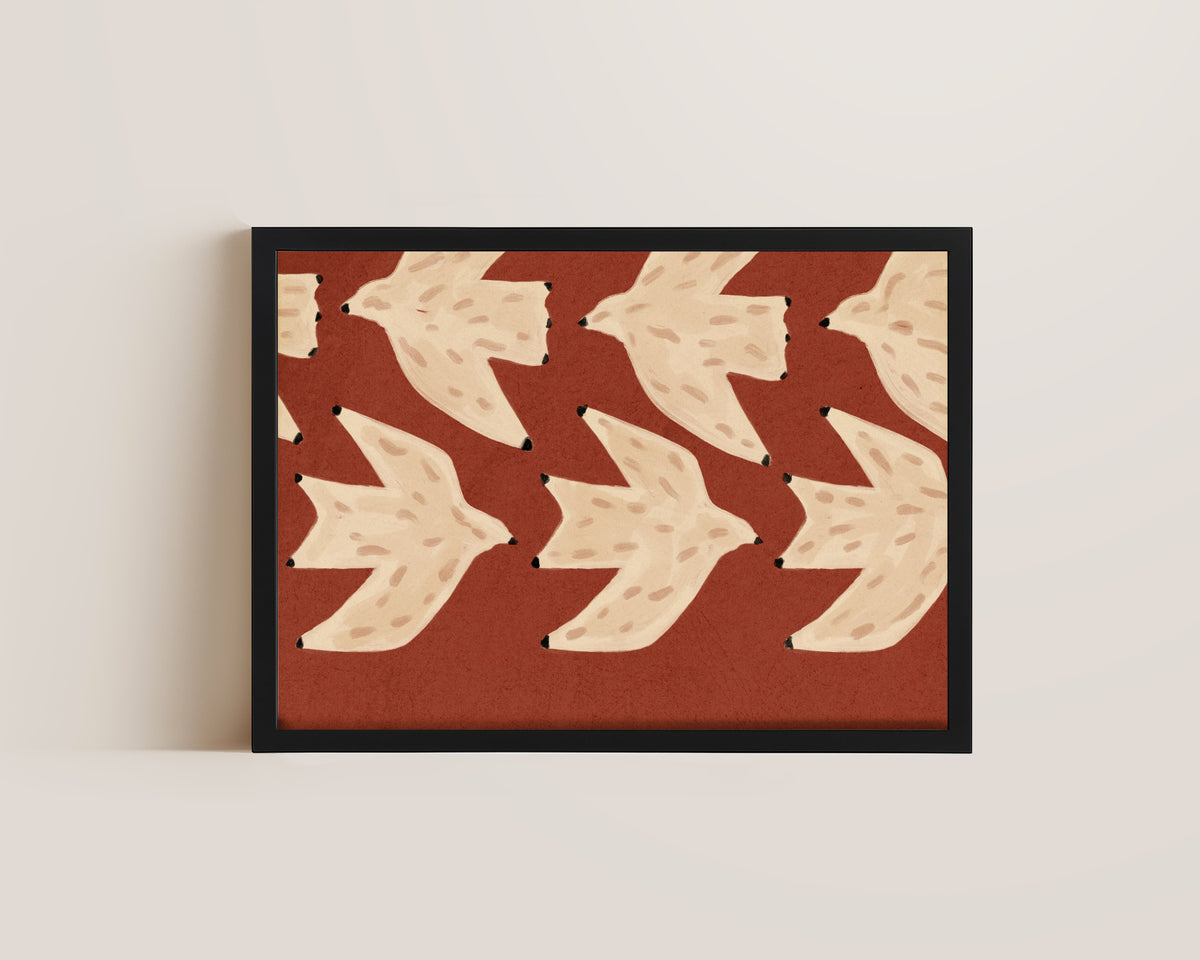 Formation Folk Art Bird Print – Burnt Earth