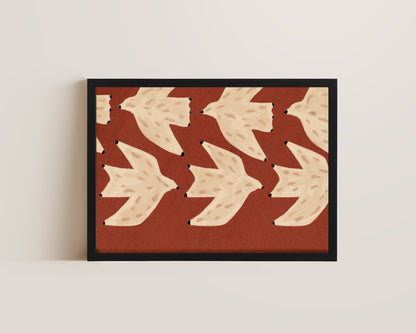 Formation Folk Art Bird Print – Burnt Earth