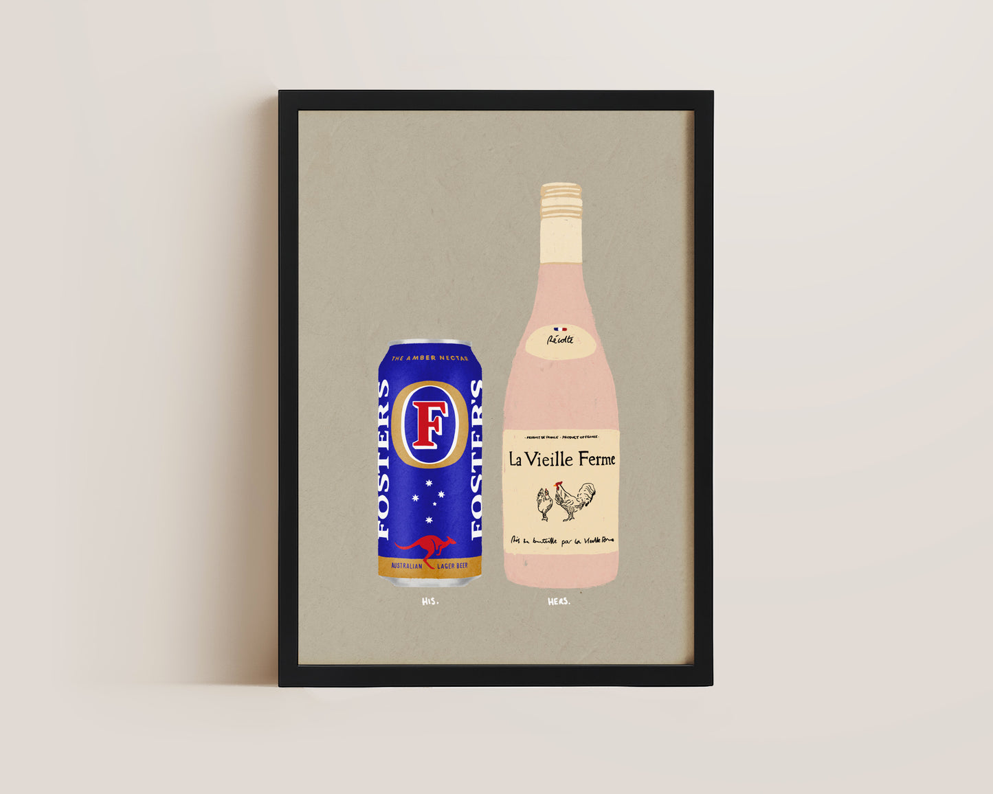 Fosters Can & Chicken Wine Print