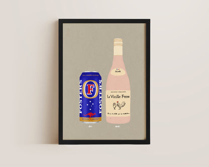 Fosters Can & Chicken Wine Print
