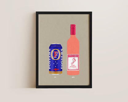 Fosters Can & Pink Moscato Print