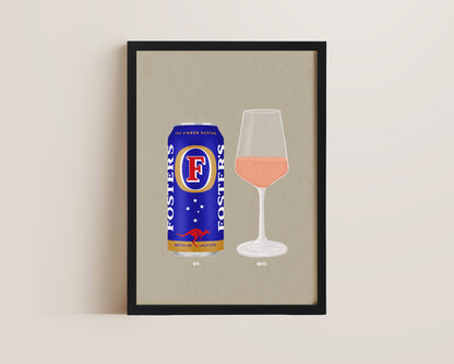 Fosters Can & Rose Print