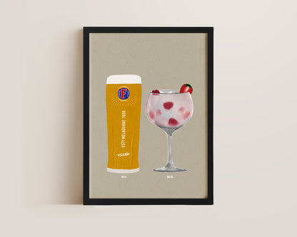 Fosters & Pink Gin Print